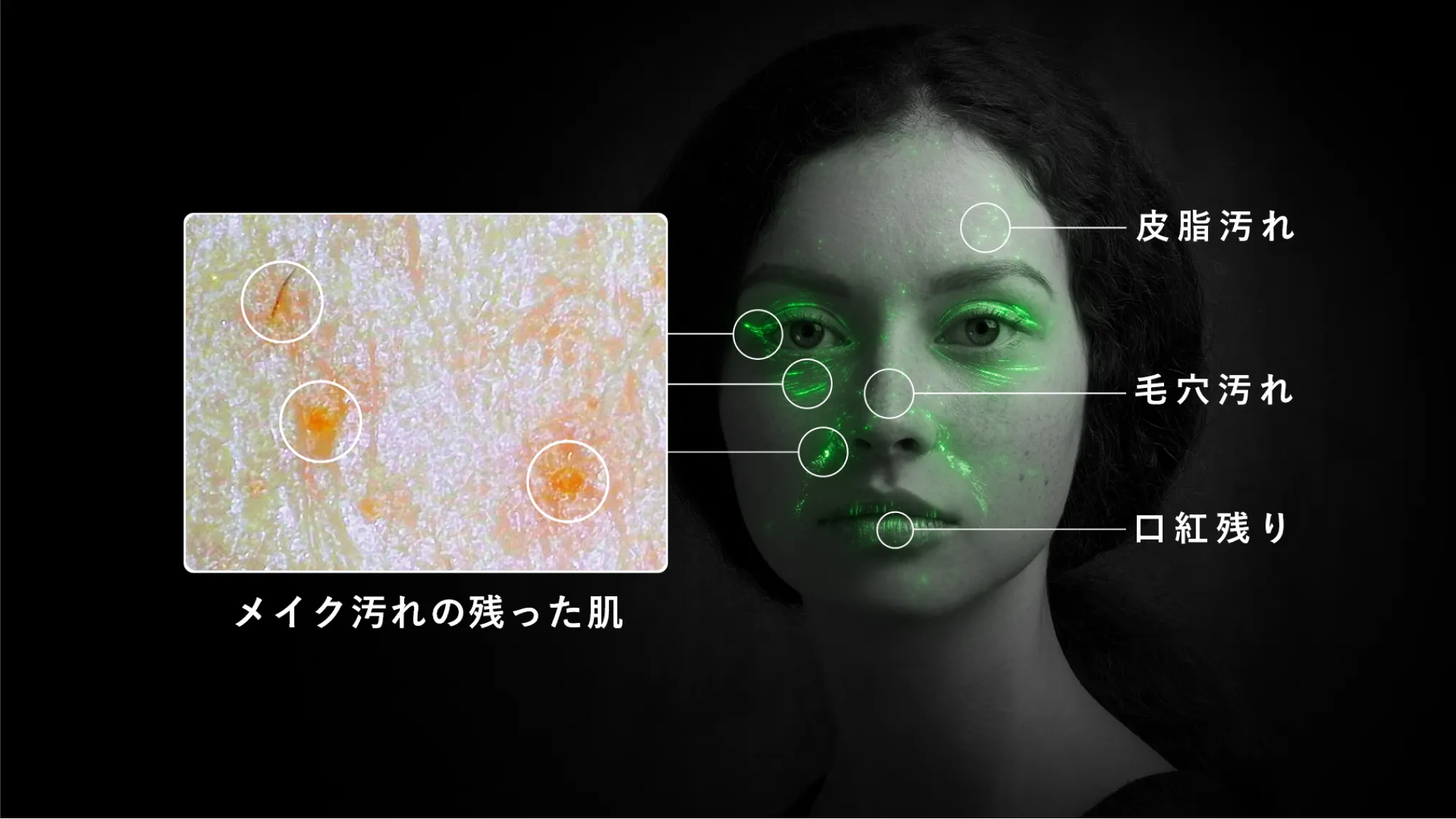 メイク汚れの残った肌